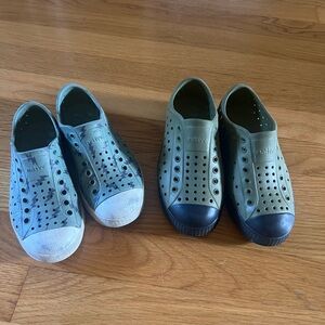 2 pairs! Native shoes jefferson C12 lightning bolt and C13 olive green